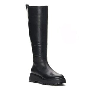 New Vince Camuto Leather Tall Knee Length Boots Lug Sole Women's Size 9